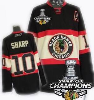 Cheap Chicago Blackhawks 10 PATRICK SHARP Black Third 2013 Stanley Cup Champions Patch NHL Jerseys For Sale