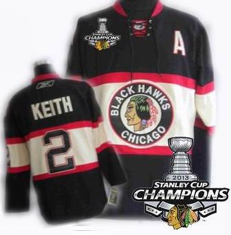 Cheap Chicago Blackhawks 2 Duncan Keith Third Black 2013 Stanley Cup Champions Patch NHL Jerseys For Sale