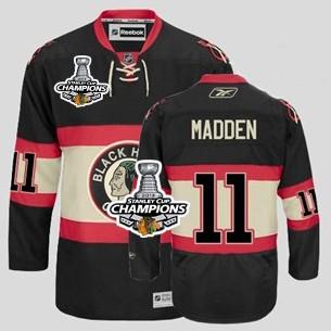 Cheap Chicago Blackhawks 11 John Madden Black Third 2013 Stanley Cup Champions Patch NHL Jerseys For Sale