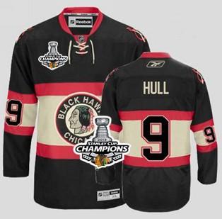 Cheap Chicago Blackhawks 9 Bobby Hull Black Third 2013 Stanley Cup Champions Patch NHL Jerseys For Sale