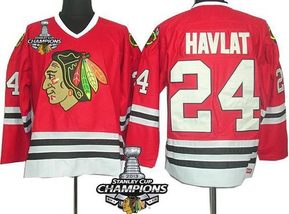 Cheap Chicago Blackhawks 24 Martin Havlat CCM Red 2013 Stanley Cup Champions Patch NHL Jerseys For Sale