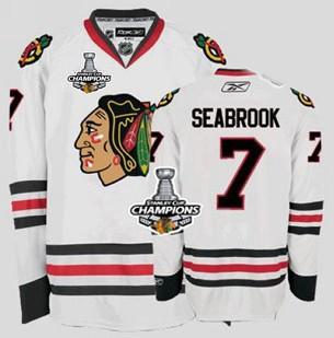 Cheap Chicago Blackhawks 7 BRENT SEABROOK White 2013 Stanley Cup Champions Patch NHL Jerseys For Sale
