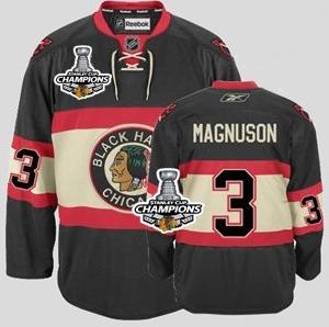 Cheap Chicago Blackhawks 3 MAGNUSON Black Third 2013 Stanley Cup Champions Patch NHL Jerseys For Sale