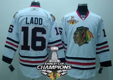 Cheap Chicago Blackhawks 16 Andrew Ladd White 2013 Stanley Cup Champions Patch NHL Jerseys For Sale