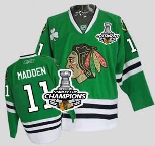 Cheap Chicago Blackhawks 11 John Madden Green 2013 Stanley Cup Champions Patch NHL Jerseys For Sale