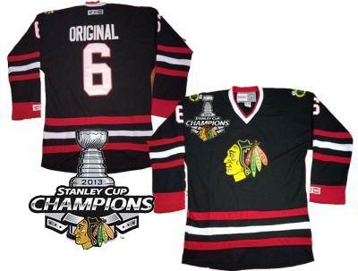 Cheap Chicago Blackhawks 6 original Black 2013 Stanley Cup Champions Patch NHL Jerseys For Sale