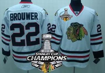 Cheap Chicago Blackhawks 22 brouwer White 2013 Stanley Cup Champions Patch NHL Jerseys For Sale