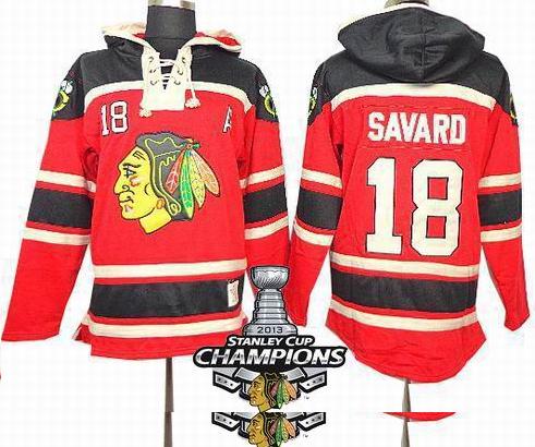 Cheap Chicago Blackhawks 18 Denis Savard Red 2013 Stanley Cup Champions Patch NHL Jerseys Hoody For Sale