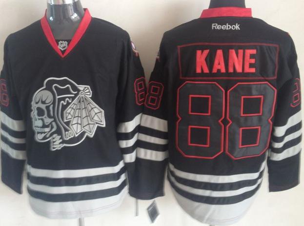 Cheap Chicago Blackhawks 88 Patrick Kane 2013 Black Ice NHL Jerseys Skull Logo Fashion For Sale
