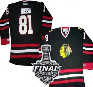 Cheap Chicago Blackhawks 81 Marian Hossa Black Throwback CCM NHL Jerseys With 2013 Stanley Cup Patch For Sale
