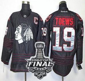 Cheap Chicago Blackhawks 19 Jonathan Toews 2013 Black Ice NHL Jerseys With 2013 Stanley Cup Patch For Sale