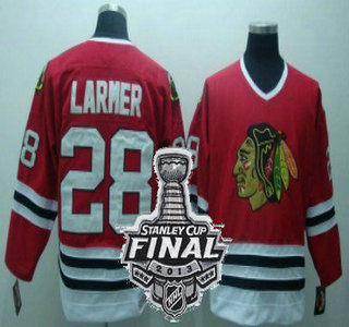 Cheap Chicago Blackhawks 28 Larmer Red CCM Throwback NHL Jerseys With 2013 Stanley Cup Patch For Sale