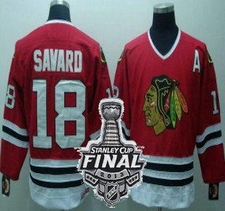 Cheap Chicago Blackhawks 18 Savard Red CCM Throwback NHL Jerseys With 2013 Stanley Cup Patch For Sale