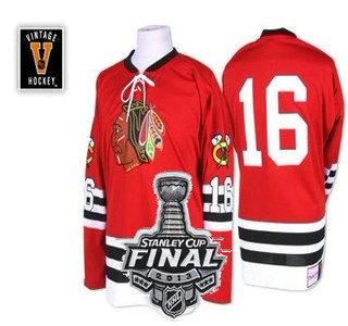Cheap Chicago Blackhawks 16 Bobby Hull 1960-1961 Red NHL Jerseys With 2013 Stanley Cup Patch For Sale