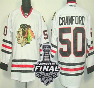 Cheap Chicago Blackhawks 50 Corey Crawford White NHL Jerseys With 2013 Stanley Cup Patch For Sale