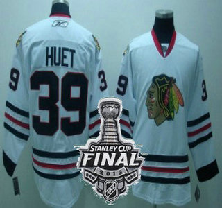Cheap Chicago Blackhawks 39 Cristobal Huet White NHL Jerseys With 2013 Stanley Cup Patch For Sale