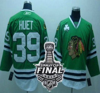 Cheap Chicago Blackhawks 39 Cristobal Huet Green NHL Jerseys With 2013 Stanley Cup Patch For Sale