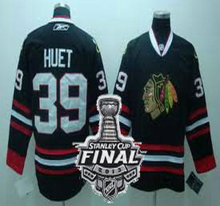 Cheap Chicago Blackhawks 39 Cristobal Huet Black NHL Jerseys With 2013 Stanley Cup Patch For Sale