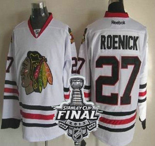 Cheap Chicago Blackhawks 27 Jeremy Roenick White NHL Jerseys With 2013 Stanley Cup Patch For Sale