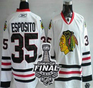 Cheap Chicago Blackhawks 35 Tony Esposito White NHL Jerseys With 2013 Stanley Cup Patch For Sale