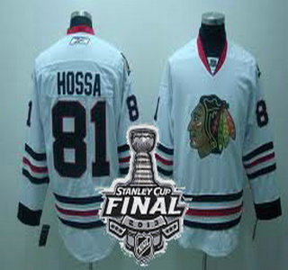 Cheap Chicago Blackhawks 81 Marian Hossa White NHL Jerseys With 2013 Stanley Cup Patch For Sale