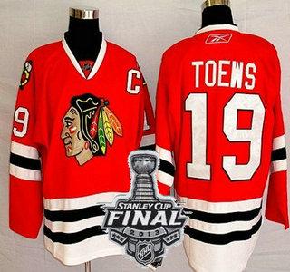 Cheap Chicago Blackhawks 19 Jonathan Toews Red NHL Jerseys With 2013 Stanley Cup Patch For Sale