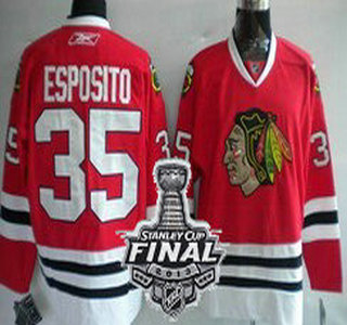Cheap Chicago Blackhawks 35 Tony Esposito Red NHL Jerseys With 2013 Stanley Cup Patch For Sale