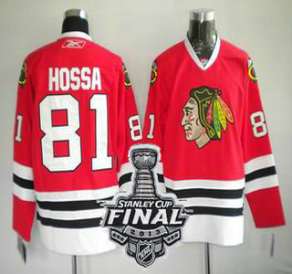 Cheap Chicago Blackhawks 81 Marian Hossa Red NHL Jerseys With 2013 Stanley Cup Patch For Sale
