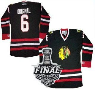 Cheap Chicago Blackhawks 6 Parkhurst Original Black Throwback CCM NHL Jerseys With 2013 Stanley Cup Patch For Sale