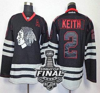 Cheap Chicago Blackhawks 2 Duncan Keith 2012 Black Ice NHL Jerseys With 2013 Stanley Cup Patch For Sale