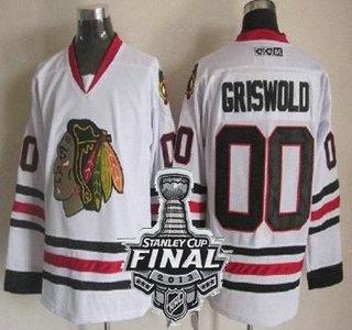 Cheap Chicago Blackhawks 00 Clark Griswold White CCM NHL Jerseys With 2013 Stanley Cup Patch For Sale