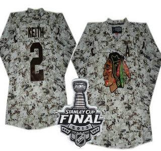 Cheap Chicago Blackhawks 2 Duncan Keith White Camo NHL Jerseys With 2013 Stanley Cup Patch For Sale