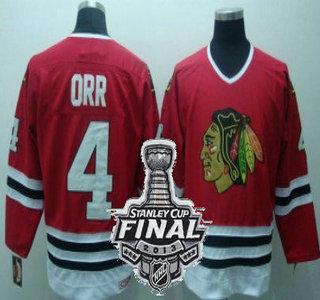 Cheap Chicago Blackhawks 4 Orr Red CCM Throwback NHL Jerseys With 2013 Stanley Cup Patch For Sale