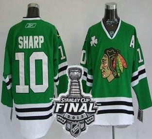 Cheap Chicago Blackhawks 10 Patrick Sharp Green NHL Jerseys With 2013 Stanley Cup Patch For Sale