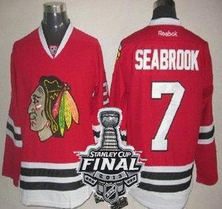 Cheap Chicago Blackhawks 7 Brent Seabrook Red NHL Jerseys With 2013 Stanley Cup Patch For Sale