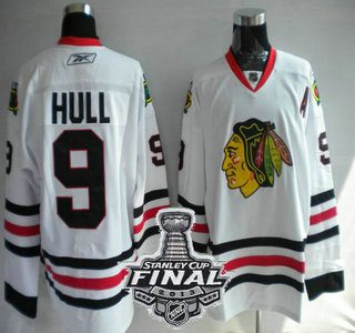 Cheap Chicago Blackhawks 9 Bobby Hull White NHL Jerseys With 2013 Stanley Cup Patch For Sale