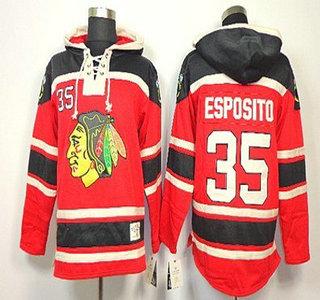 Cheap Chicago Blackhawks 35 Tony Esposito Red Lace-Up NHL Jersey Hoodies For Sale
