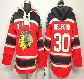 Cheap Chicago Blackhawks 30 Ed Belfour Red Lace-Up NHL Jersey Hoodies For Sale