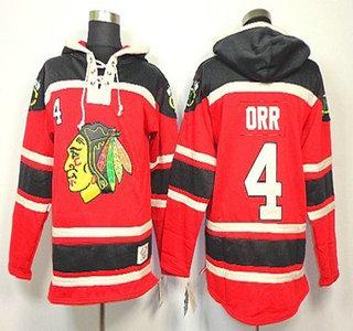 Cheap Chicago Blackhawks 4 Bobby Orr Red Lace-Up NHL Jersey Hoodies For Sale