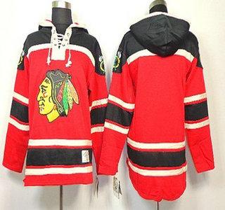 Cheap Chicago Blackhawks Blank Red Lace-Up NHL Jersey Hoodies For Sale