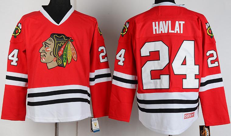Cheap Chicago Blackhawks 24 Martin Havlat Red CCM Throwback NHL Jerseys For Sale