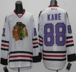 Cheap Chicago Blackhawks 88 Patrick Kane White NHL Jerseys Purple Number For Sale