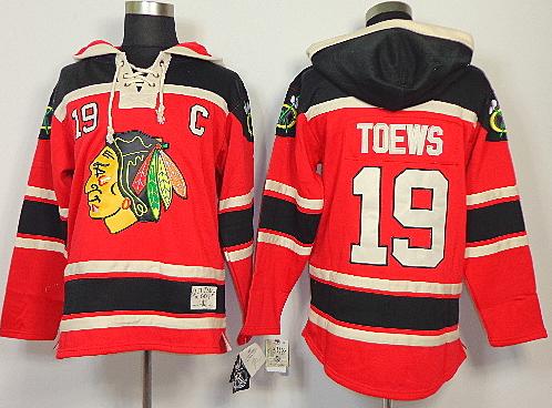 Chicago Blackhawks #19 Jonathan Toews Red Lace-Up Jersey Hoodies