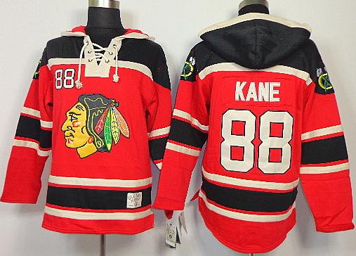 Chicago Blackhawks #88 Edge Kane Red Lace-Up Jersey Hoodies