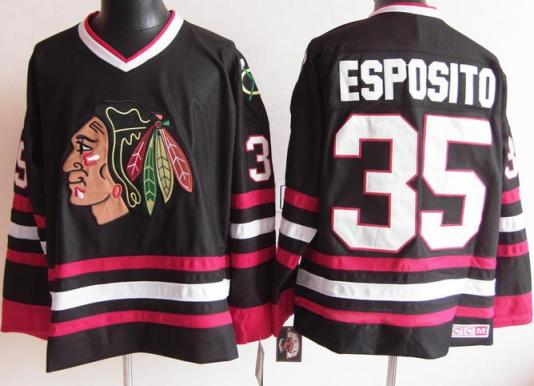 Cheap Chicago Blackhawks 35 Tony Esposito Black NHL Jersey For Sale