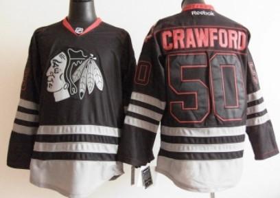 Chicago Blackhawks 50 Corey Crawford 2012 Black Jerseys