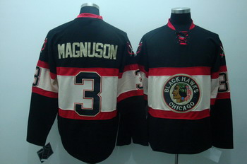Cheap Chicago Blackhawks 3 Magnuson Black Jerseys New Third 2010 STANLEY CUP CHAMPIONS For Sale