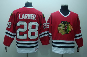 Cheap Chicago Blackhawks 28 Larmer red jerseys CCM For Sale