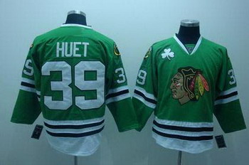 Cheap Chicago Blackhawks 39 HUET jersey green For Sale