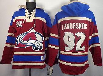 Cheap Colorado Avalanche 92 Gabriel Landeskog Red Lace-Up NHL Jersey Hoodies For Sale
